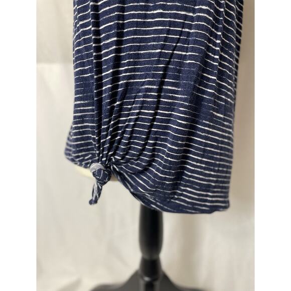 Maurices XL Women's Top Stretchy Nautical Striped Tie Hem Lightweight - Picture 2 of 7